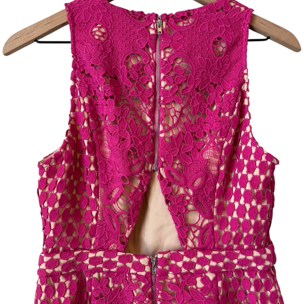 NEW Endless Rose Lace Overlay Mini Shift Dress Sz M Pink Fuschia Cut Out Party - Picture 8 of 13